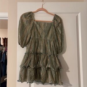 Bonnie Jean Gold and Green Ruffled Dress
